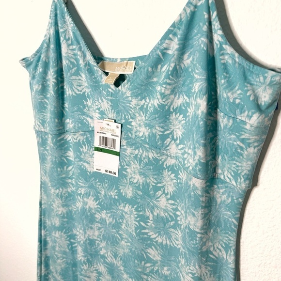 Michael Kors Floral V-Neck Spaghetti Straps Maxi Knit Dress blue size L NWT - Picture 8 of 12